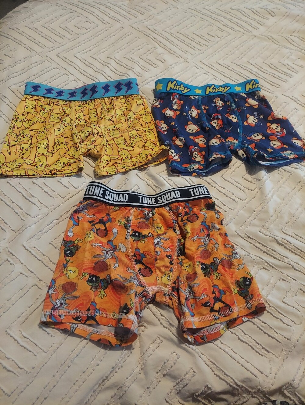 Boys Character Boxer Briefs Lot 3 Pack Pikachu Kirby Tune Squad Space Jam Size 8